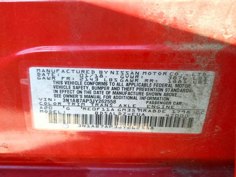 Продаж на аукціоні авто 2018 Nissan Sentra, vin: 3N1AB7AP3JY262558, номер лоту: 56039986