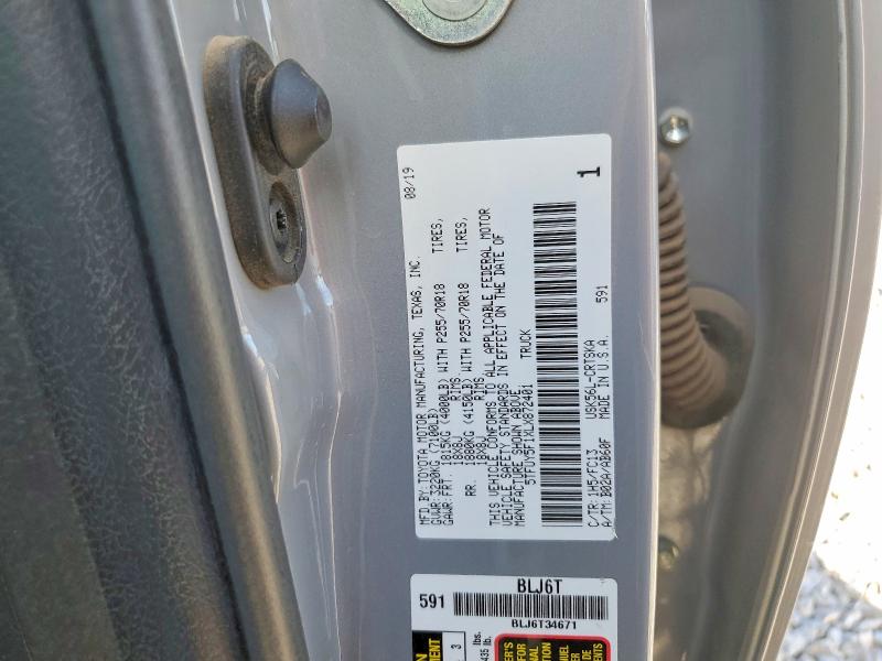 55536526 :رقم المزاد ، 5TFUY5F1XLX872401 vin ، 2020 Toyota Tundra مزاد بيع