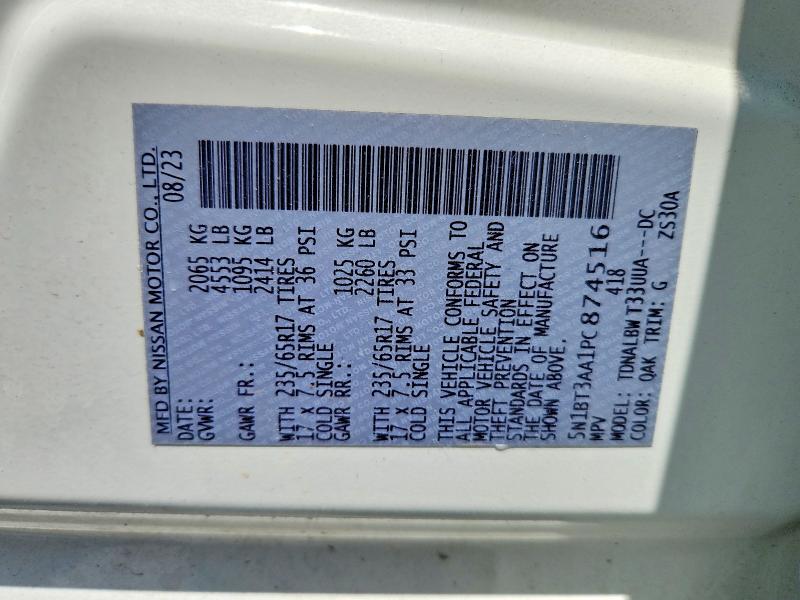 56314216 :رقم المزاد ، 5N1BT3AA1PC874516 vin ، 2023 Nissan Rogue مزاد بيع