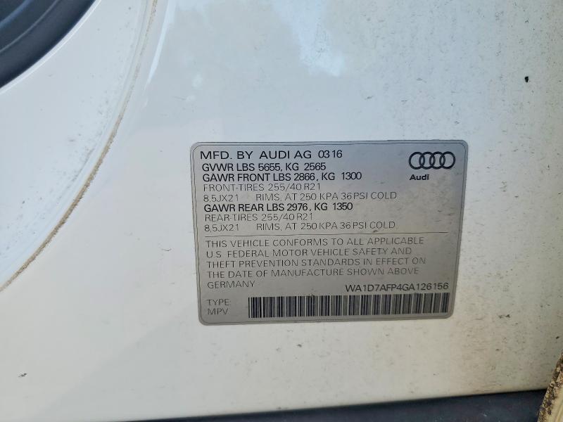 Aukcja sprzedaży 2016 Audi Q5, vin: WA1D7AFP4GA126156, numer aukcji: 57603116