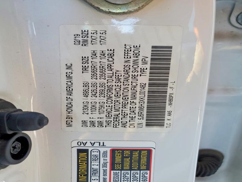 2019 Honda Cr-v მანქანა იყიდება აუქციონზე, vin: 5J6RW6H3XKL001482, აუქციონის ნომერი: 56499986