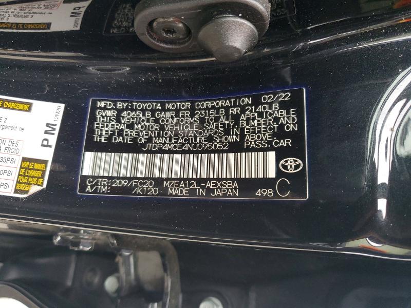 2022 Toyota Corolla მანქანა იყიდება აუქციონზე, vin: JTDP4MCE4NJ095052, აუქციონის ნომერი: 59128536