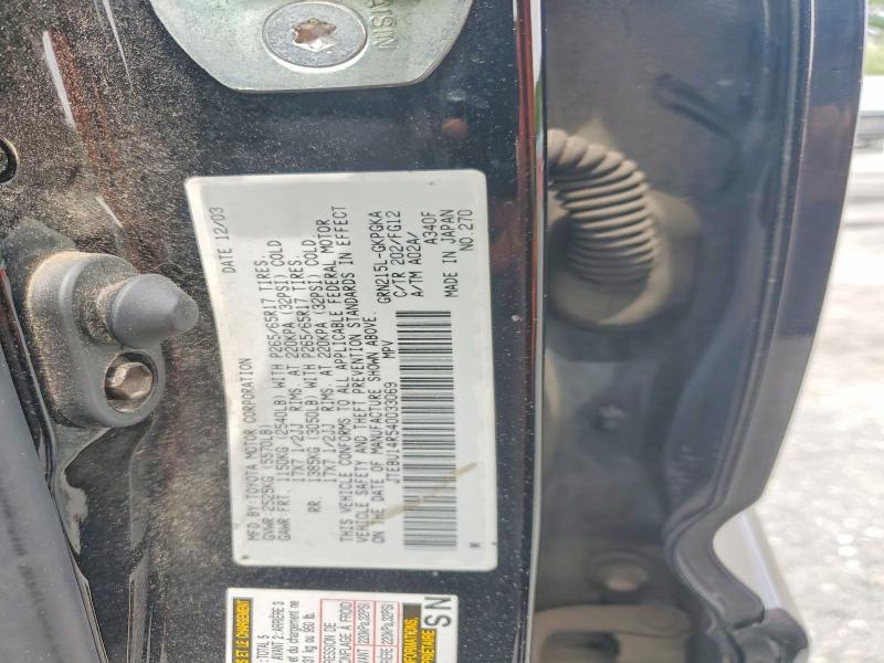Aukcja sprzedaży 2004 Toyota 4runner, vin: JTEBU14R540033069, numer aukcji: 59120016