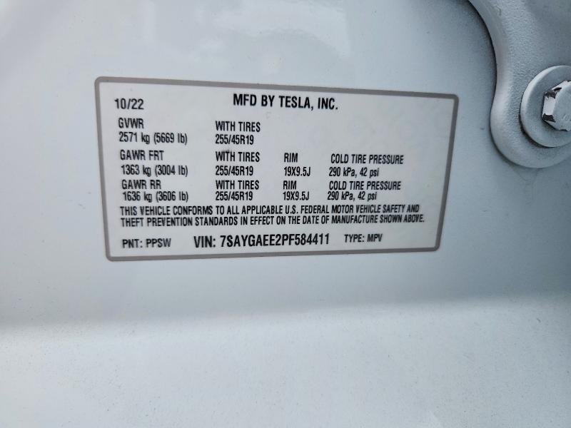 Aukcja sprzedaży 2023 Tesla Model Y, vin: 7SAYGAEE2PF584411, numer aukcji: 59381576