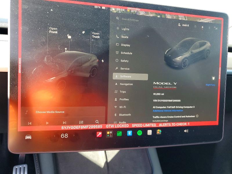 Продаж на аукціоні авто 2021 Tesla Model Y, vin: 5YJYGDEF8MF299585, номер лоту: 57069016