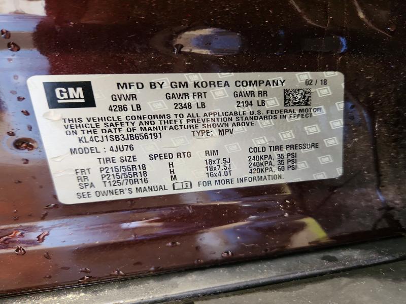 2018 Buick Encore მანქანა იყიდება აუქციონზე, vin: KL4CJ1SB3JB656191, აუქციონის ნომერი: 55563486