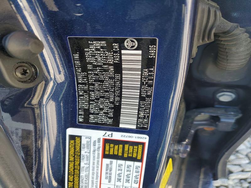 2015 Toyota Camry მანქანა იყიდება აუქციონზე, vin: 4T1BF1FK7FU947393, აუქციონის ნომერი: 56341176