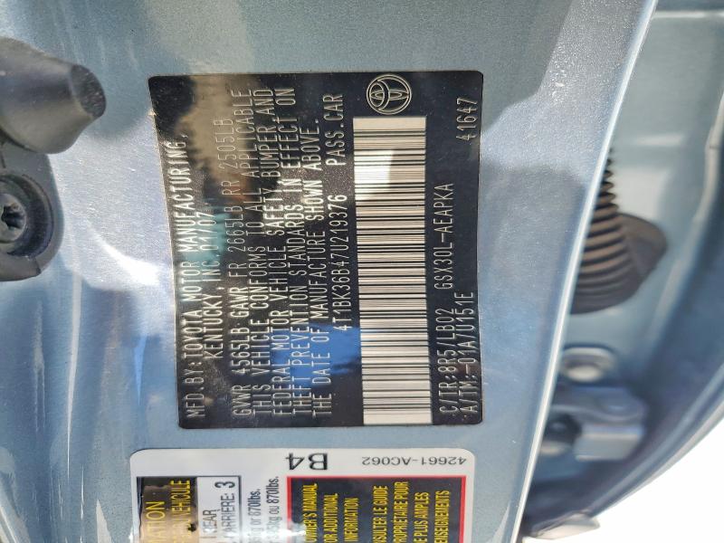Продаж на аукціоні авто 2007 Toyota Avalon, vin: 4T1BK36B47U219376, номер лоту: 58145096