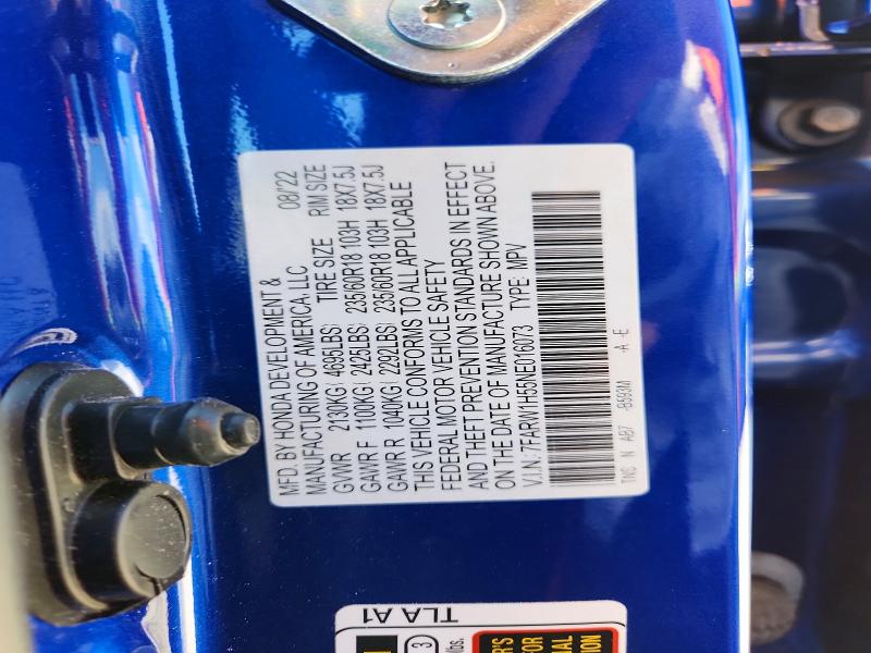 57144206 :رقم المزاد ، 7FARW1H55NE016073 vin ، 2022 Honda Cr-v مزاد بيع