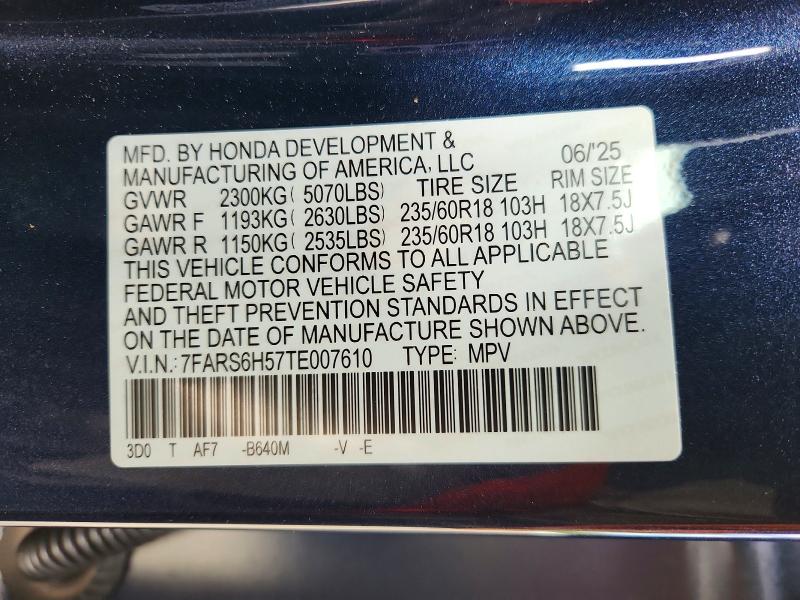Aukcja sprzedaży 2026 Honda Cr-v, vin: 7FARS6H57TE007610, numer aukcji: 57215826