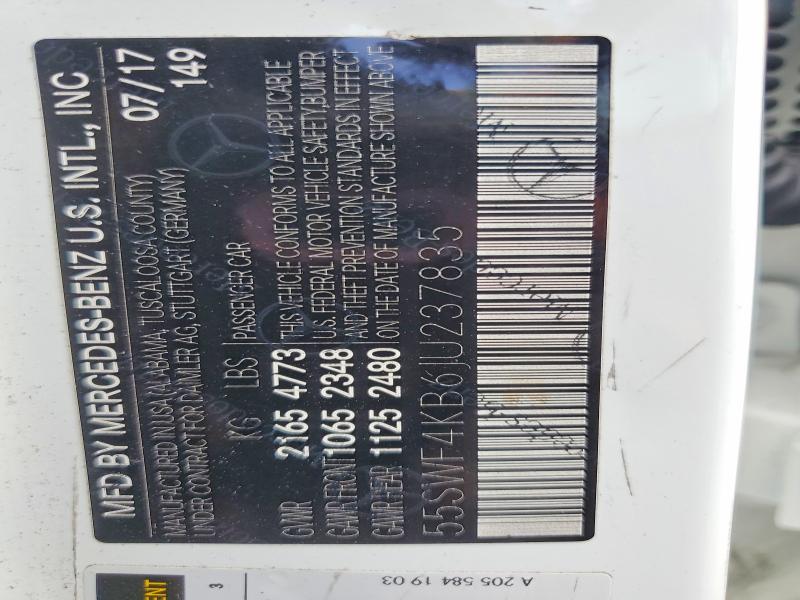 Продаж на аукціоні авто 2018 Mercedes-benz C, vin: 55SWF4KB6JU237835, номер лоту: 55736896