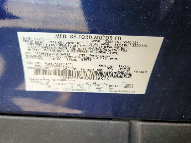 Продаж на аукціоні авто 2011 Ford Taurus, vin: 1FAHP2EW8BG156925, номер лоту: 58576956