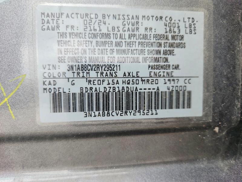 2024 Nissan Sentra მანქანა იყიდება აუქციონზე, vin: 3N1AB8CV2RY295211, აუქციონის ნომერი: 57846986