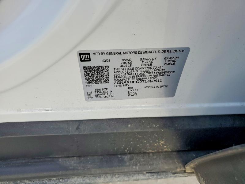 2026 Chevrolet Equinox მანქანა იყიდება აუქციონზე, vin: 3GNAXHEG0TL460911, აუქციონის ნომერი: 56883376