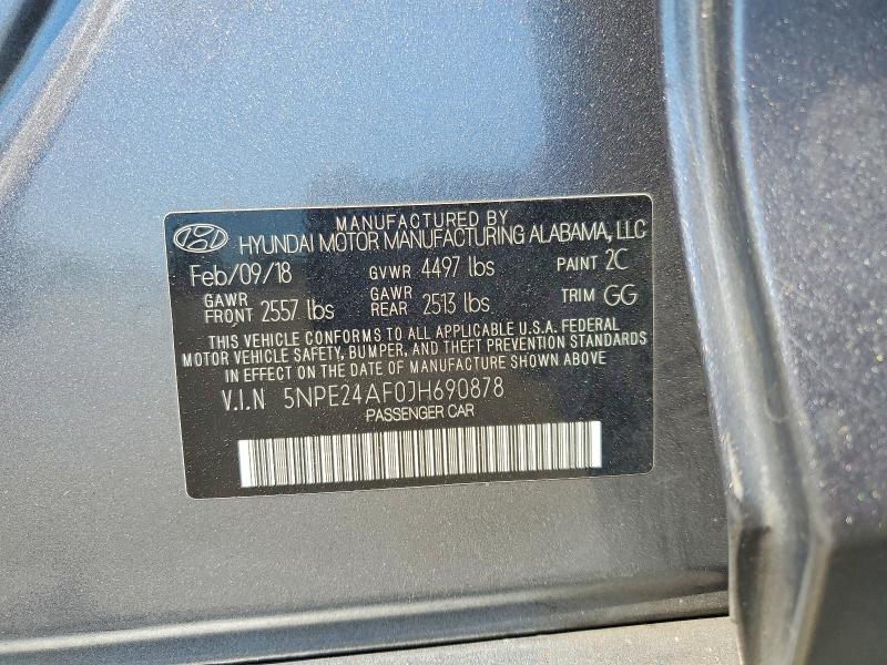 Aukcja sprzedaży 2018 Hyundai Sonata, vin: 5NPE24AF0JH690878, numer aukcji: 57579696
