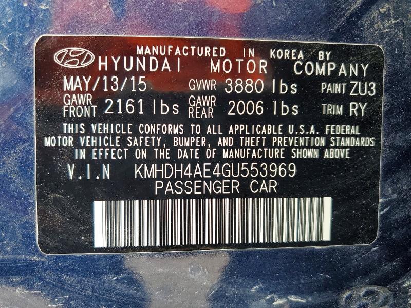 56983956 :رقم المزاد ، KMHDH4AE4GU553969 vin ، 2016 Hyundai Elantra مزاد بيع