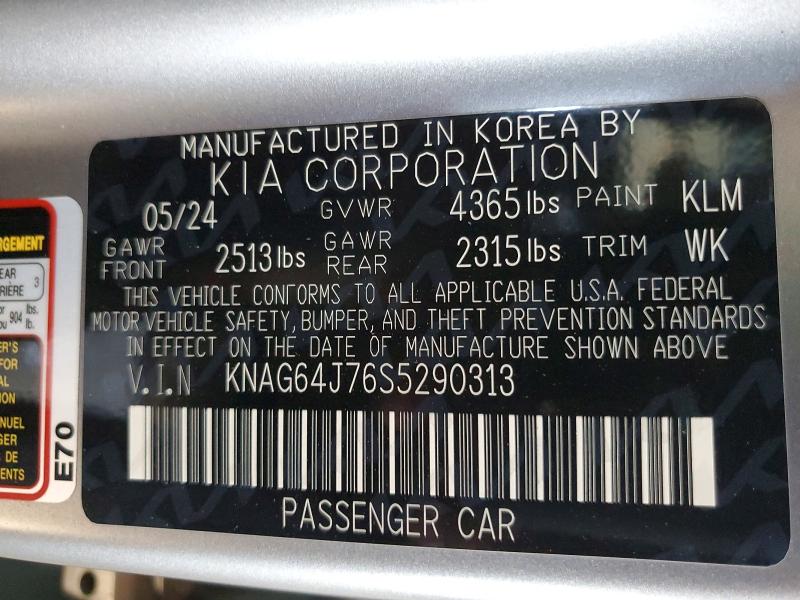57633966 :رقم المزاد ، KNAG64J76S5290313 vin ، 2025 Kia K5 مزاد بيع