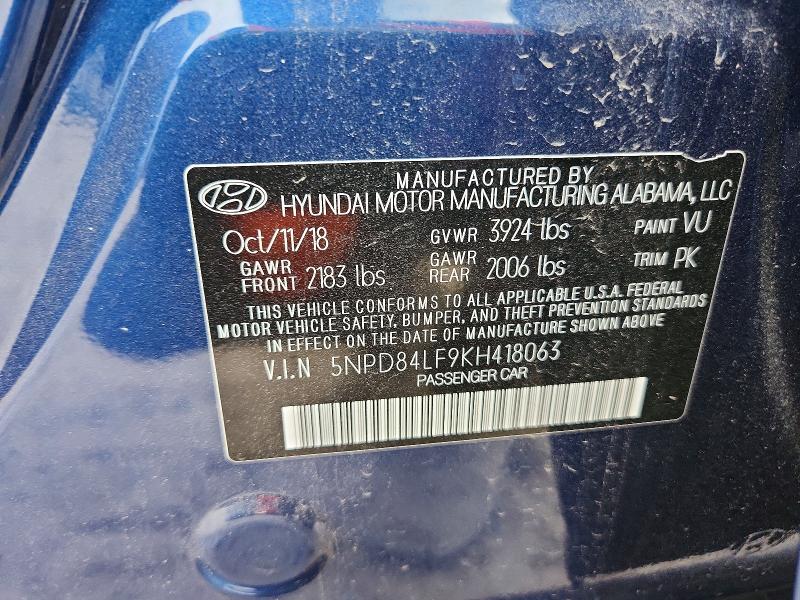 Продажа на аукционе авто 2019 Hyundai Elantra, vin: 5NPD84LF9KH418063, номер лота: 57240406