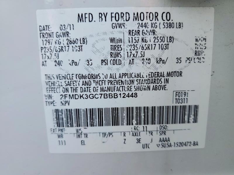 2011 Ford Edge მანქანა იყიდება აუქციონზე, vin: 2FMDK3GC7BBB12448, აუქციონის ნომერი: 56141236