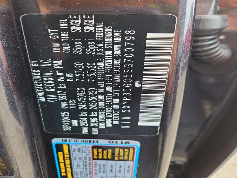 57408226 :رقم المزاد ، 5XYP3DGC5SG700798 vin ، 2025 Kia Telluride مزاد بيع