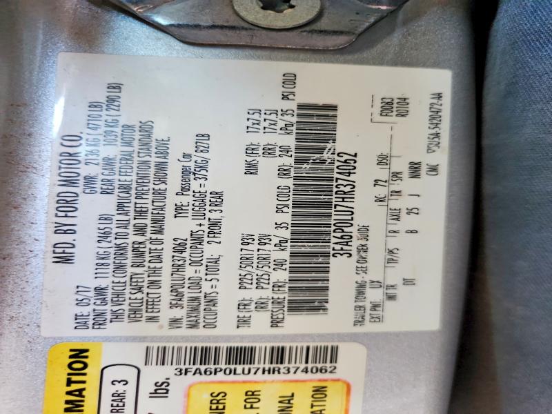 Aukcja sprzedaży 2017 Ford Fusion, vin: 3FA6P0LU7HR374062, numer aukcji: 56474176