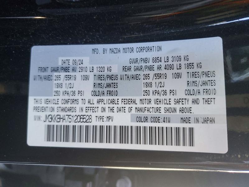 Aukcja sprzedaży 2025 Mazda Cx-90, vin: JM3KKBHA7S1206528, numer aukcji: 57138176