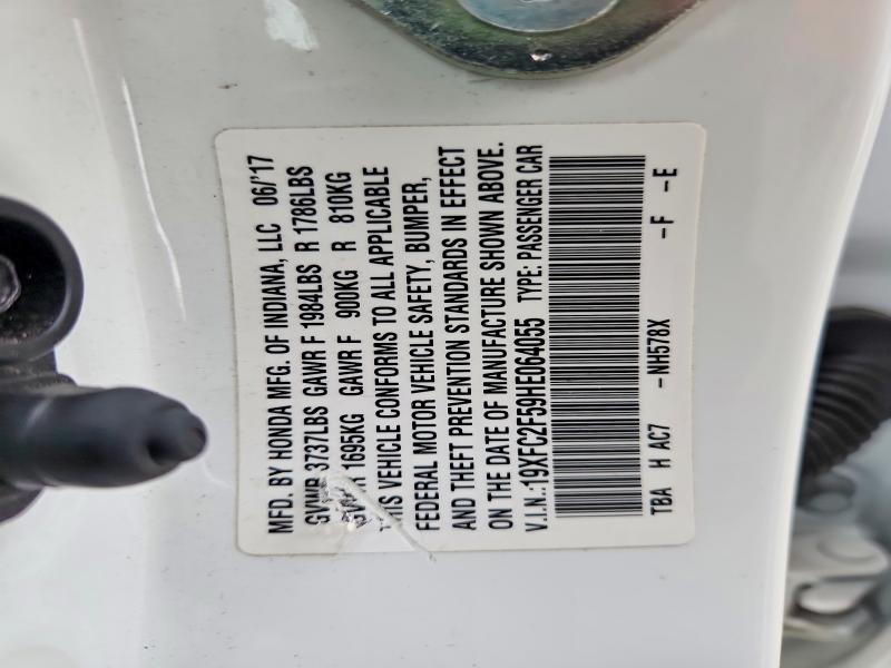 2017 Honda Civic მანქანა იყიდება აუქციონზე, vin: 19XFC2F59HE064055, აუქციონის ნომერი: 58292886