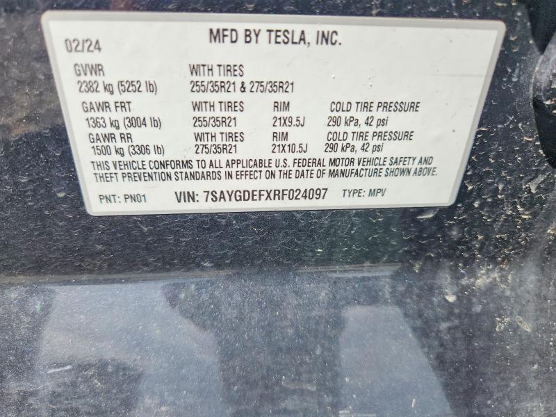 Aukcja sprzedaży 2024 Tesla Model Y, vin: 7SAYGDEFXRF024097, numer aukcji: 59169506