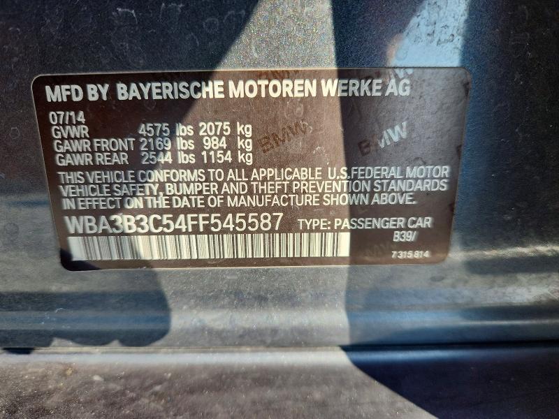 2015 Bmw 328 მანქანა იყიდება აუქციონზე, vin: WBA3B3C54FF545587, აუქციონის ნომერი: 58286456