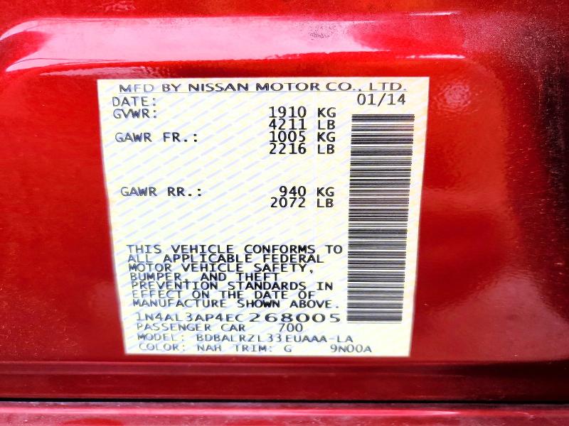 Aukcja sprzedaży 2014 Nissan Altima, vin: 1N4AL3AP4EC268005, numer aukcji: 55912966