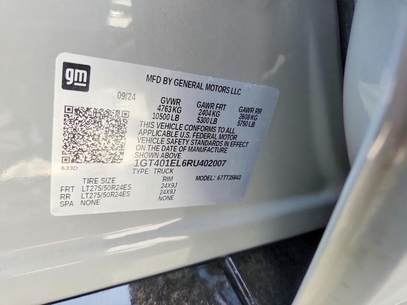 Продаж на аукціоні авто 2024 Gmc Siera, vin: 1GT401EL6RU402007, номер лоту: 57635526