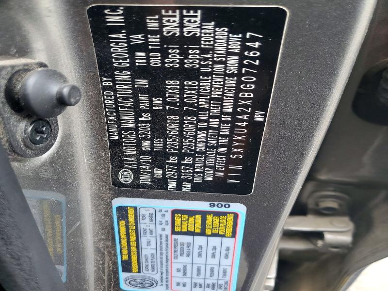 56642496 :رقم المزاد ، 5XYKU4A2XBG072647 vin ، 2011 Kia Sorento مزاد بيع