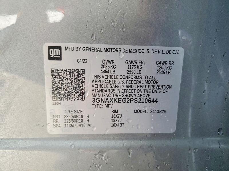 Продаж на аукціоні авто 2023 Chevrolet Equinox, vin: 3GNAXKEG2PS210644, номер лоту: 54644206