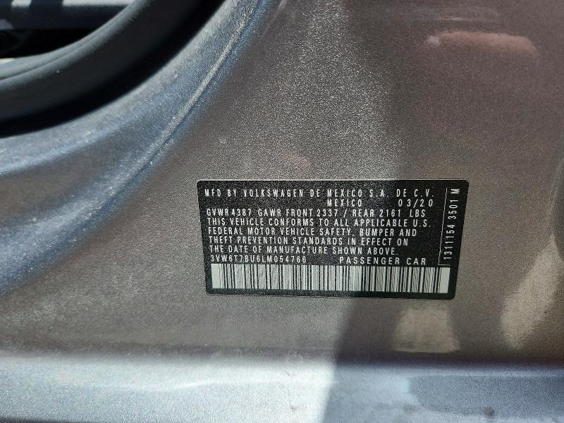 2020 Volkswagen Jetta მანქანა იყიდება აუქციონზე, vin: 3VW6T7BU6LM054766, აუქციონის ნომერი: 59063156