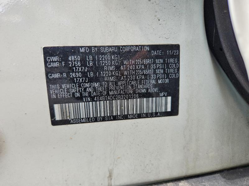 Aukcja sprzedaży 2024 Subaru Outback, vin: 4S4BTADC2R3201206, numer aukcji: 56991736