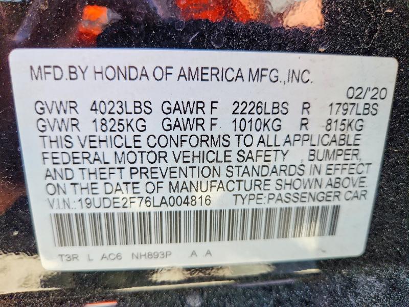 Aukcja sprzedaży 2020 Acura Ilx, vin: 19UDE2F76LA004816, numer aukcji: 56225796