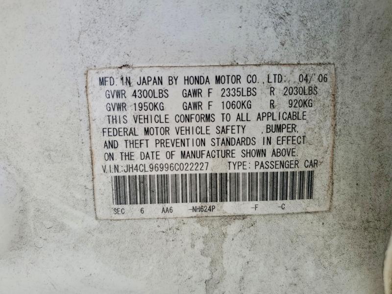 55118156 :رقم المزاد ، JH4CL96996C022227 vin ، 2006 Acura Tsx مزاد بيع