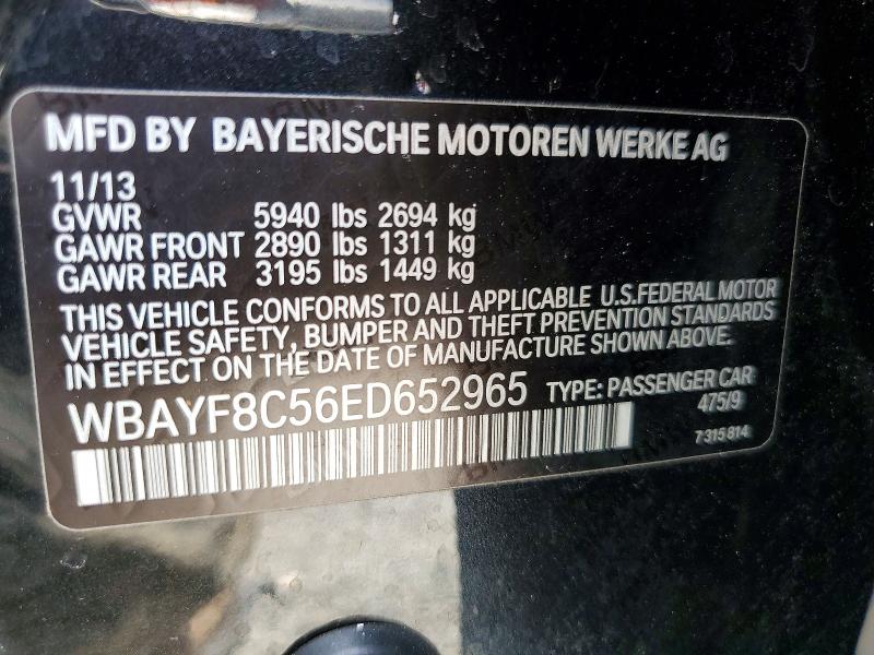 2014 Bmw 750 მანქანა იყიდება აუქციონზე, vin: WBAYF8C56ED652965, აუქციონის ნომერი: 58951966