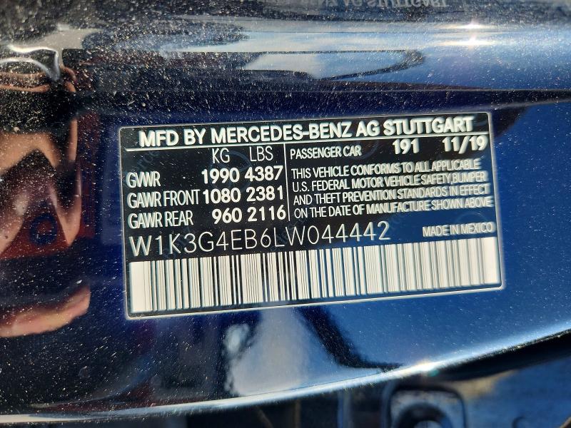 56219386 :رقم المزاد ، W1K3G4EB6LW044442 vin ، 2020 Mercedes-benz A مزاد بيع
