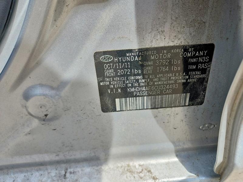 54837126 :رقم المزاد ، KMHDH4AE6CU324493 vin ، 2012 Hyundai Elantra مزاد بيع