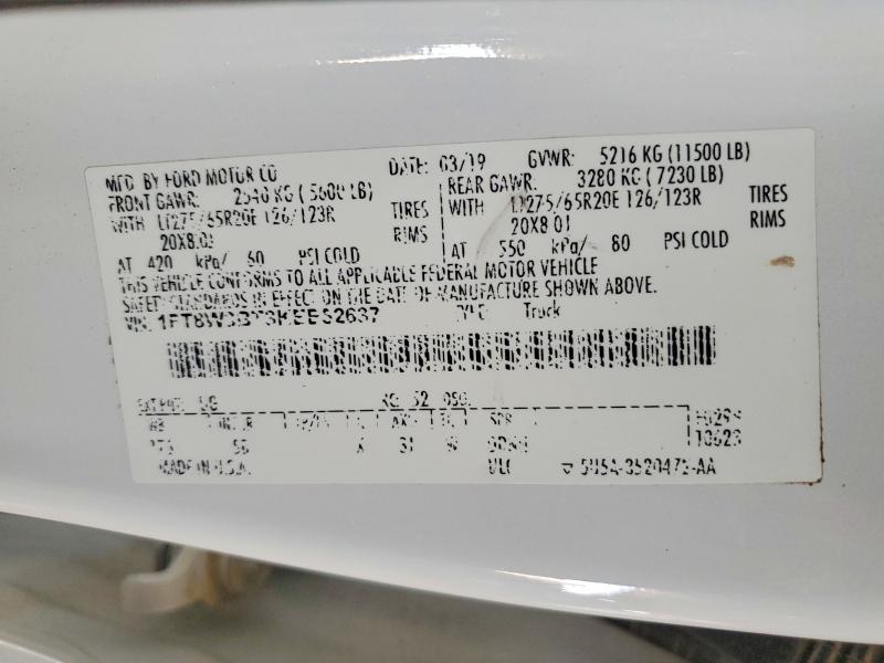 Продаж на аукціоні авто 2019 Ford F350, vin: 1FT8W3BT3KEE52637, номер лоту: 54728306