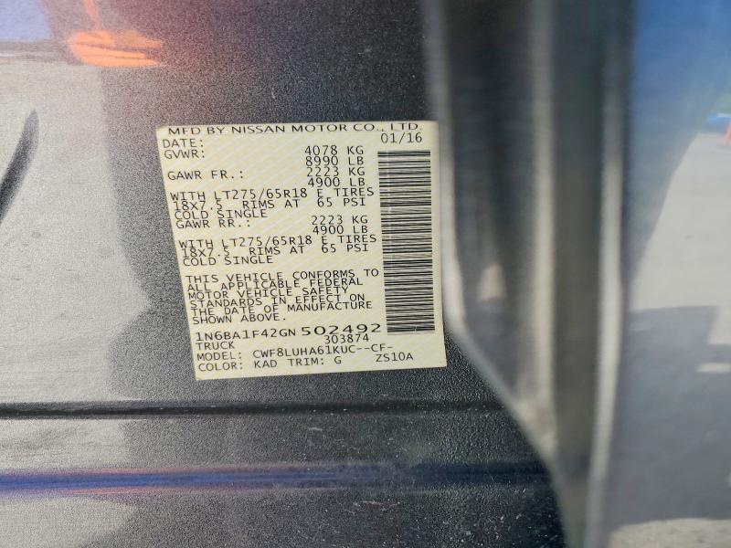 Aukcja sprzedaży 2016 Nissan Titan Xd, vin: 1N6BA1F42GN502492, numer aukcji: 57375986