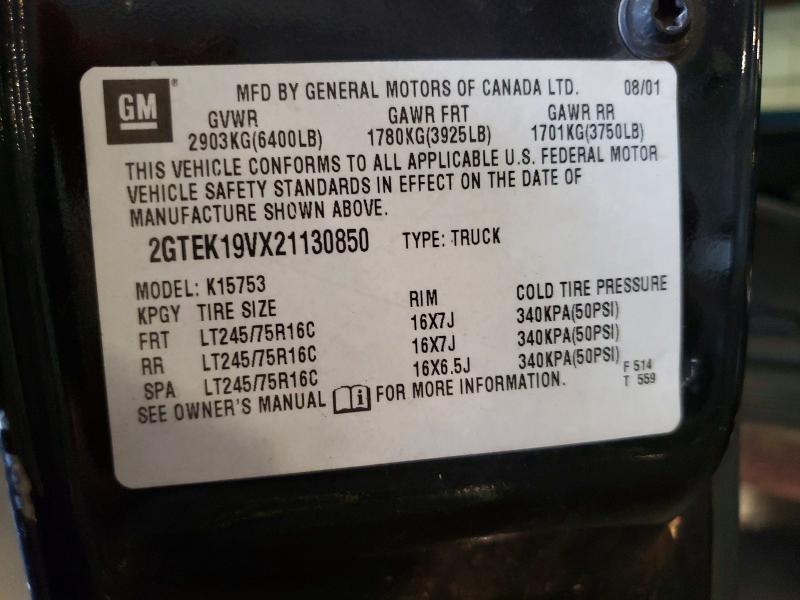 Aukcja sprzedaży 2002 Gmc New Sierra, vin: 2GTEK19VX21130850, numer aukcji: 97686385