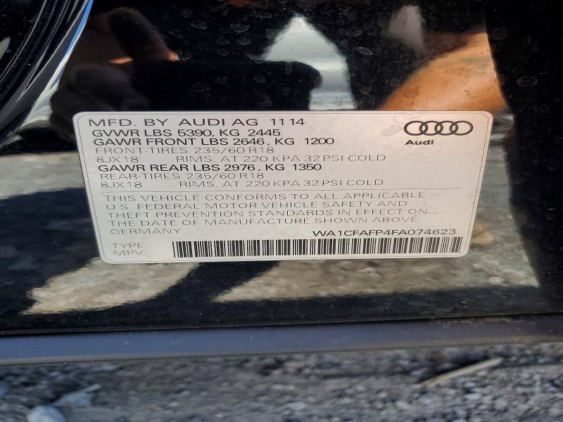 58451806 :رقم المزاد ، WA1CFAFP4FA074623 vin ، 2015 Audi Q5 مزاد بيع