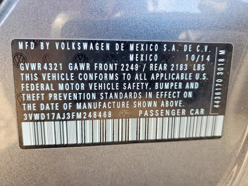 Продаж на аукціоні авто 2015 Volkswagen Jetta, vin: 3VWD17AJ3FM248468, номер лоту: 57108476