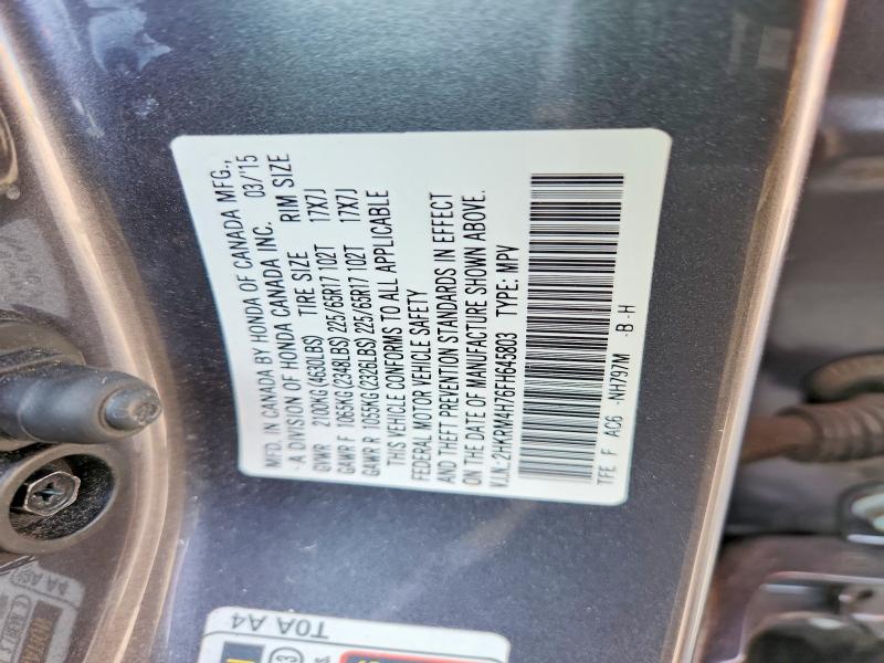 Aukcja sprzedaży 2015 Honda Cr-v, vin: 2HKRM4H76FH645803, numer aukcji: 56952716