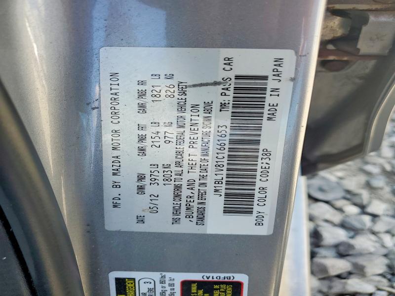 Aukcja sprzedaży 2012 Mazda 3, vin: JM1BL1V81C1661653, numer aukcji: 57824156