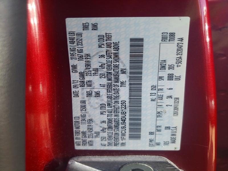 2013 Ford Escape მანქანა იყიდება აუქციონზე, vin: 1FMCU9J94DUB12250, აუქციონის ნომერი: 56365986
