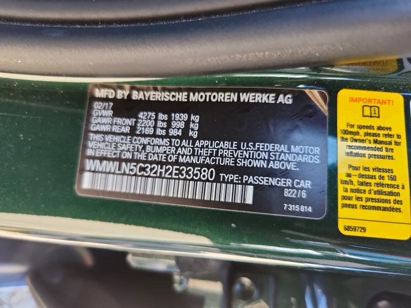 Aukcja sprzedaży 2017 Mini Cooper, vin: WMWLN5C32H2E33580, numer aukcji: 58387896
