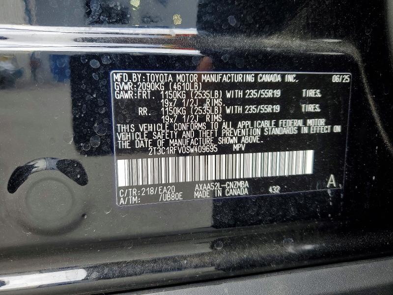 Aukcja sprzedaży 2025 Toyota Rav4, vin: 2T3C1RFV0SW409695, numer aukcji: 57718336